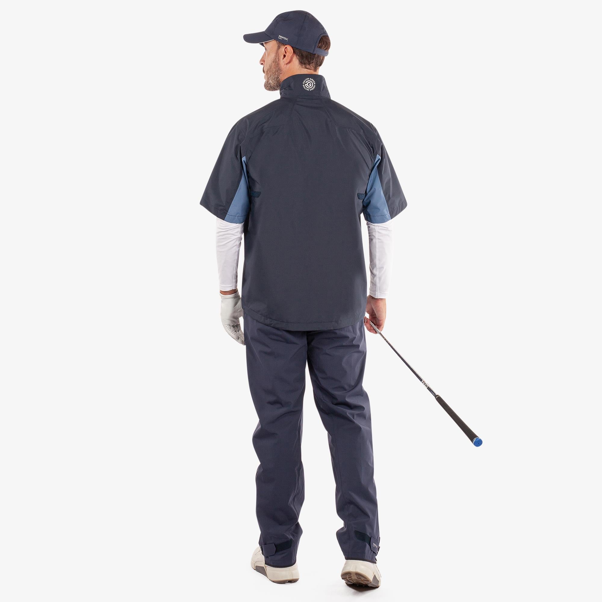 Galvin Green Air Dryvr Pertex Mens Short Sleeve Waterproof Golf Jacket Navy/Moonlight Blue
